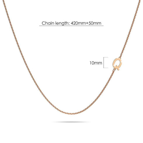 Bold Alphabet Letter Initial Charm Necklace in Rose Gold Tone